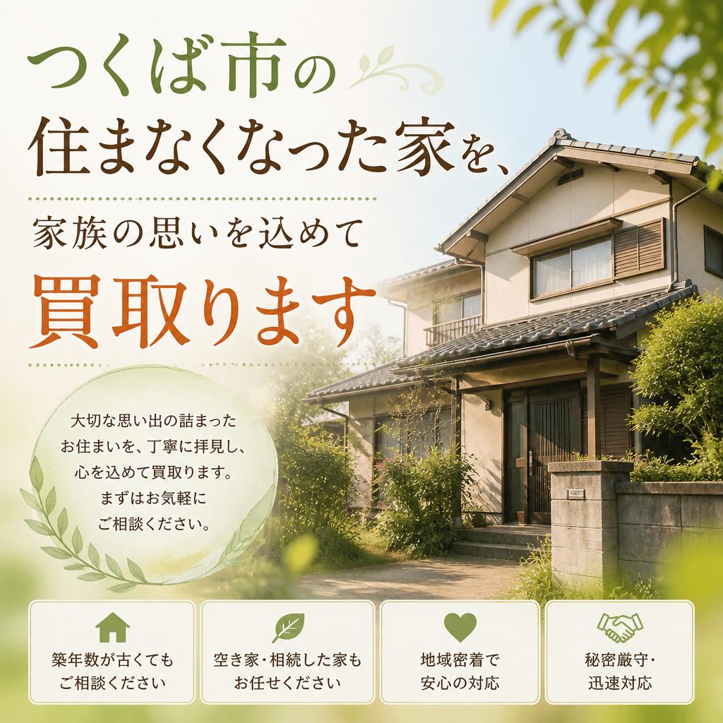 つくば市の住まなくなった家を、家族の思いを込めて買取ります